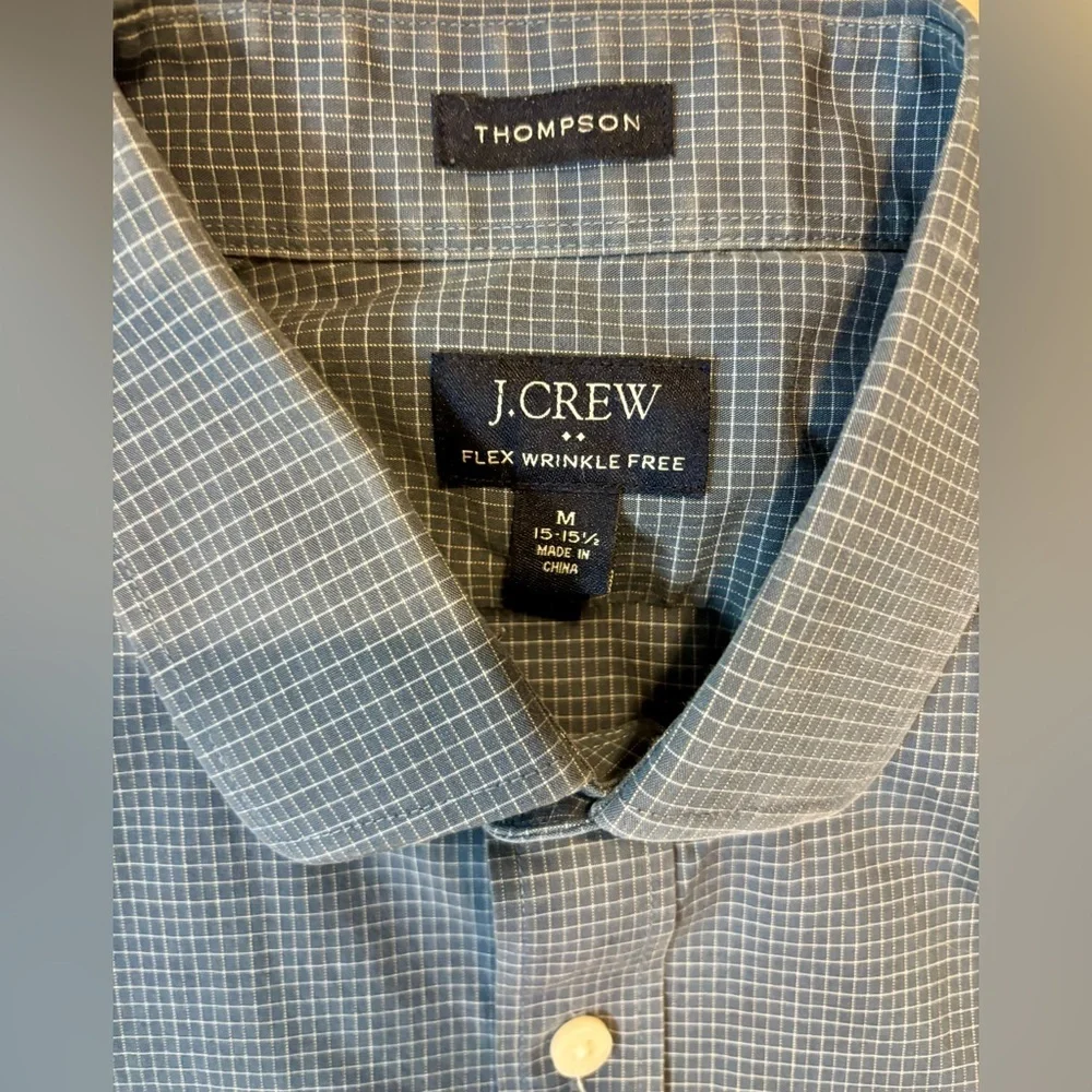 J. Crew Men’s Size Medium (15-15.5) Navy Thompson Flex Wrinkle Free Dress‎ Shirt